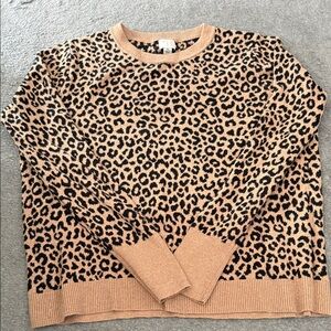 a new day Tan and Black Leopard Print Sweater